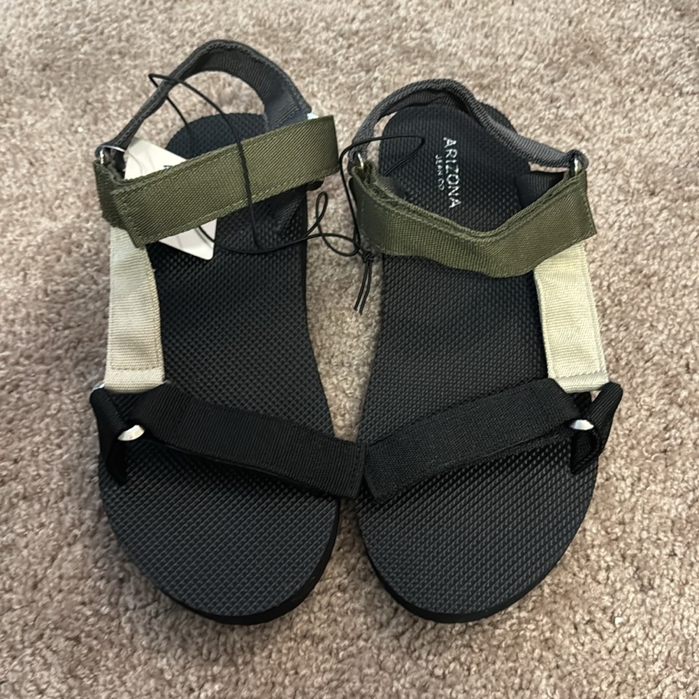 Arizona Jean Co Jenica Sandals Size 10 Color Olive Black Cream